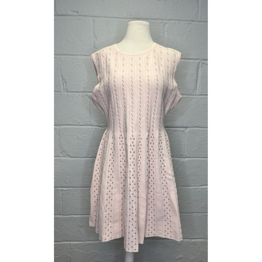 NWT Ted Baker Vellia Knit Skater Dress 5 Ballet Pink Rose Gold Interview Brunch - Picture 3 of 15
